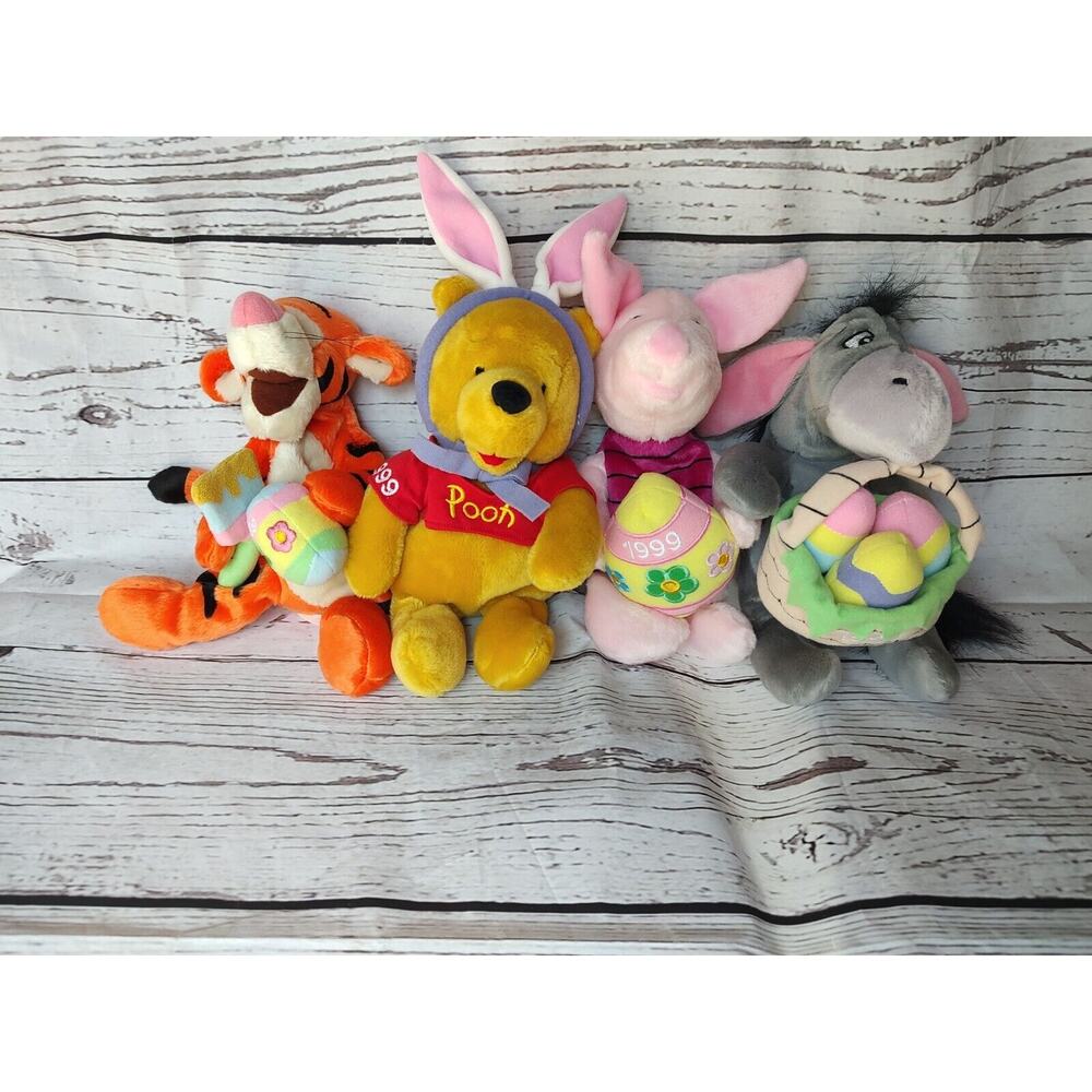 Disney Winnie The Pooh, Tigger, Eeyore, and Piglet Easter Beanies 1999 Vintage
